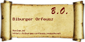 Biburger Orfeusz névjegykártya